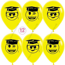 Шар с гелием  Выпускник, Emoji, Желтый (020), пастель, 5 ст, 30 см.
