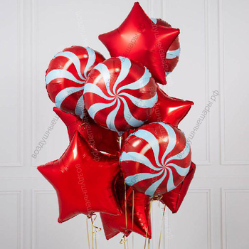 Фонтан из шаров "Цвет настроения красный" 