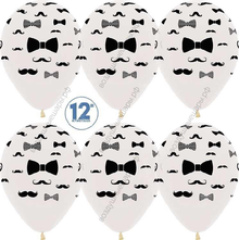 Шар с гелием  Джентльмен (усы и галстук-бабочка), Прозрачный (390), кристалл, 5 ст, 30 см.