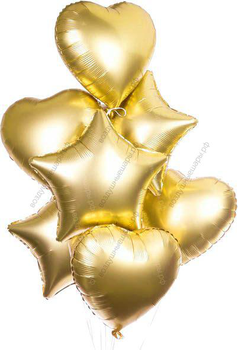 Букет "Шикарных звезд и сердец" из шаров сатин