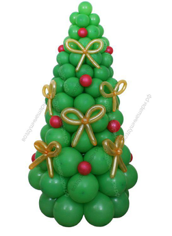 Елка из воздушных шаров "Объемная с бантиками"