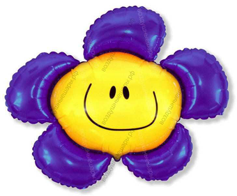 Шар с гелием  Фигура, Солнечная улыбка, Фиолетовый, 104 см.