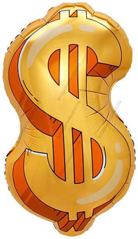 Фигура, Знак доллара с гелием, Золотой 84 см