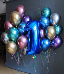 Фонтаны из шариков Хром с цифрой