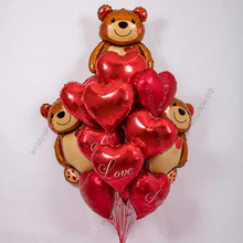 Фонтан из шаров для Любимой из сердец с Мишками