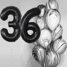 Букет гелиевых шаров агатов на 36 лет Безупречный стиль с черными цифрами