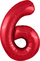 Шар (40''/102 см) Цифра, 6 Slim, Красный, 1 шт. в упак.