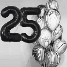 Букет гелиевых шаров агатов на 25 лет Безупречный стиль с черными цифрами