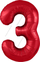 Шар (40''/102 см) Цифра, 3 Slim, Красный, 1 шт. в упак.