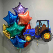 Украшение из шаров ребенку "Трактор, синий с яркими звездами"