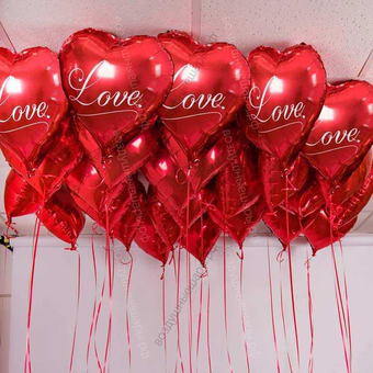 Красные сердца Love под потолок для Любимой