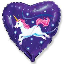 Шар с гелием  Сердце, Летающий единорог, 46 см.