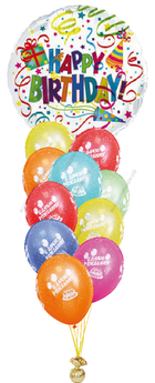 Букет из шариков "С Днем рождения" с большим шаром Happy Birthday