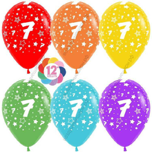 Шар с гелием  Цифра 7, семерка (звезды), Ассорти, пастель, 5 ст, 30 см.