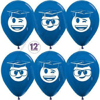 Шар с гелием  Выпускник, Emoji, Синий (540), металлик, 5 ст, 30 см.
