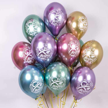 Букет гелиевых шаров хром на 8 марта 