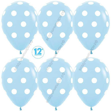 Шар с гелием  Белые точки, Голубой (040), пастель, 5 ст, 30 см.