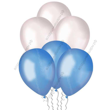 Бело Голубые шары с гелием металлик, 30 см.
