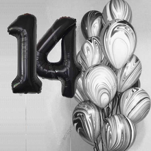 Букет гелиевых шаров агатов на 14 лет Безупречный стиль с черными цифрами