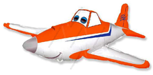 Шар с гелием  Фигура, Гоночный самолет, Оранжевый, 112 см.