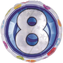Шар с гелием  Круг, Цифра 8 Красочная, 46 см.