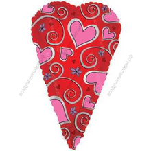 Шар с гелием  Фигура, Вытянутое сердце, Красный, 61 см.