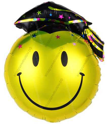 Шар с гелием  Фигура, Смайл на выпускной, Желтый, 66 см.