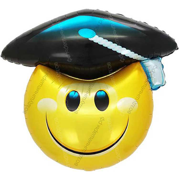 Шар с гелием  Фигура, Смайл на выпускной, Желтый, 79 см.