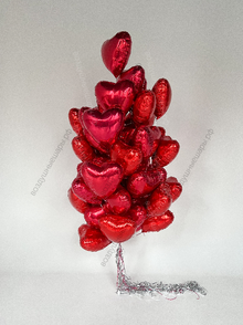 Букет из 50 красных фольгированных сердец, 46 см