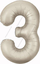 Шар (40''/102 см) Цифра, 3 Slim, Мистик, Кремовый, Сатин, 1 шт. в уп.