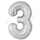 Шар (40''/102 см) Цифра, 3 Slim, Серебро, 1 шт.