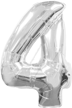 Шары цифры СЕРЕБРО, с гелием