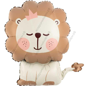 Гелиевый шар, Львенок, Бежевый милый лев, Сатин, 76 см.