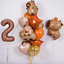 Сет из воздушных  шаров с капибарами и шоколадной цифрой