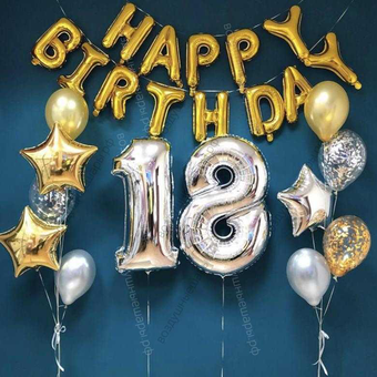 Сет "Шары на 18 лет" с надписью Happy Birthday