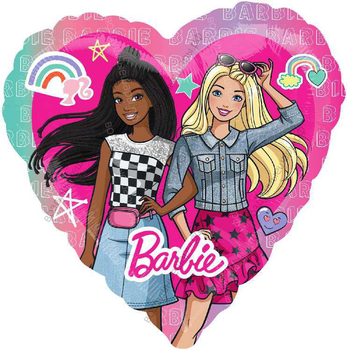 Сердце с гелием, Барби с подругами, Розовый, 46 см