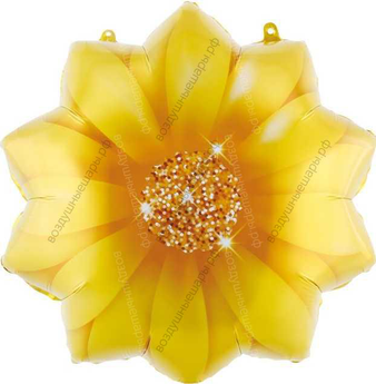 Шар с гелием Цветок, Желтый, 53 см.