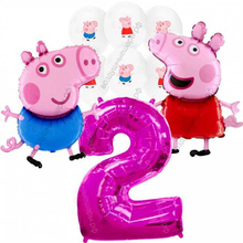 Набор фольгированных и латексных шаров Свинка Пеппа с гелием