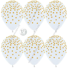 Шар с гелием  Золотое конфетти, Прозрачный (390), кристалл, 5 ст, 30 см.