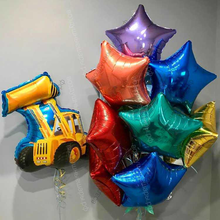 Украшение из шаров ребенку "Бульдозерс яркими звездами"