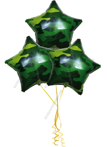 Букет из 3 фольгированных звезд Камуфляж 