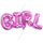 Шар (44''/112 см) Фигура, Надпись "Girl", Розовый, 1 шт.
