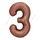 Шар (32''/81 см) Цифра, 3, Шоколадный, 1 шт. в уп., 26043