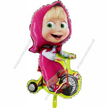Шар фигура Маша на велосипеде с гелием