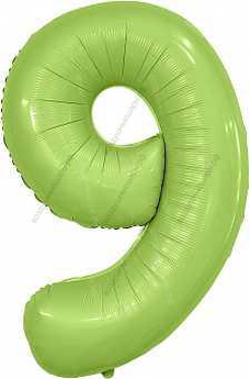 Шары цифры Мистик, Фисташка сатин с гелием, 90 см.