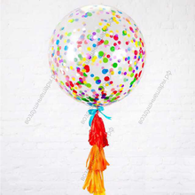 Большой шар 60 см с гелием с разноцветным конфетти и тассел