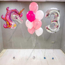 Сет розовых шаров "Нежность" с единорогом и цифрой для девочки
