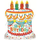 Фольгированный шар (28''/71 см) Фигура, С Днем рождения (торт), Белый, 1 шт.