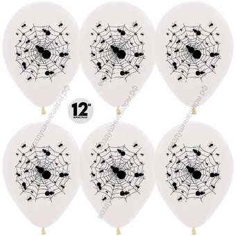 Воздушный Шар с гелием  Пауки, Прозрачный , кристалл, 2 ст, 30 см.