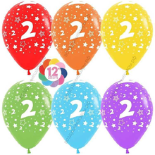 Воздушный Шар с гелием  Цифра 2, двойка , Ассорти, пастель, 5 ст, 30 см.